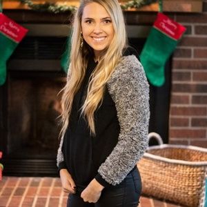 Cozy Cool Furry Sleeve Hoodie in Black